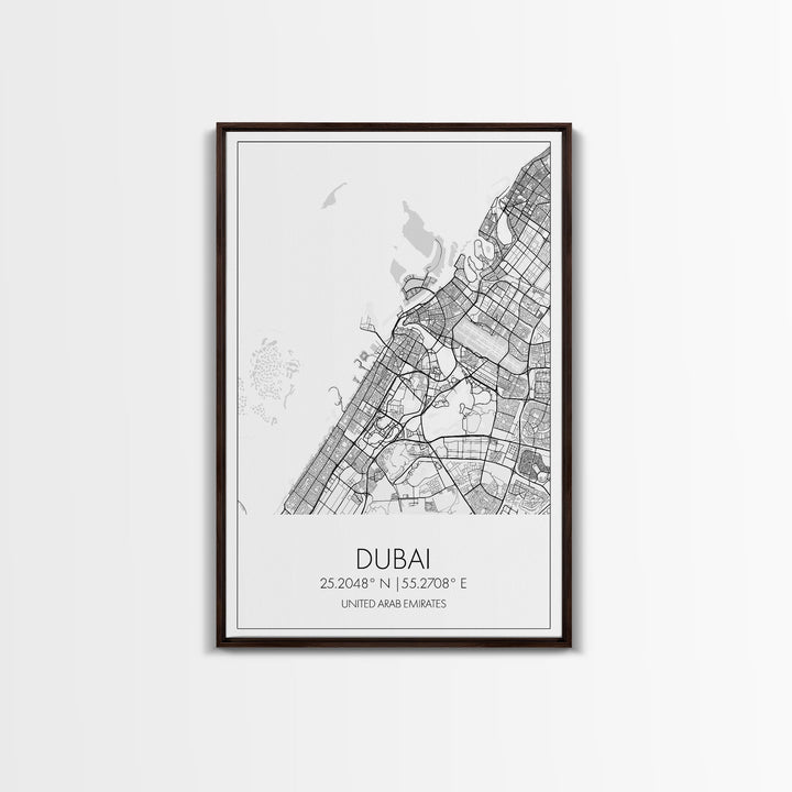 Dubai Street Map, UAE Map, City Map Art, Minimalist Art, Wall Art, Canvas Print, Aviation Gift, Travel Art, Office Décor, Unique Wall Art