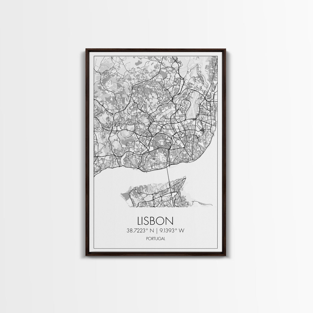 Lisbon Street Map, Portugal Map, City Map Art, Modern Wall Art, Wall Art, Canvas Print, Travel Décor, Above Bed Art, Gift For Couples