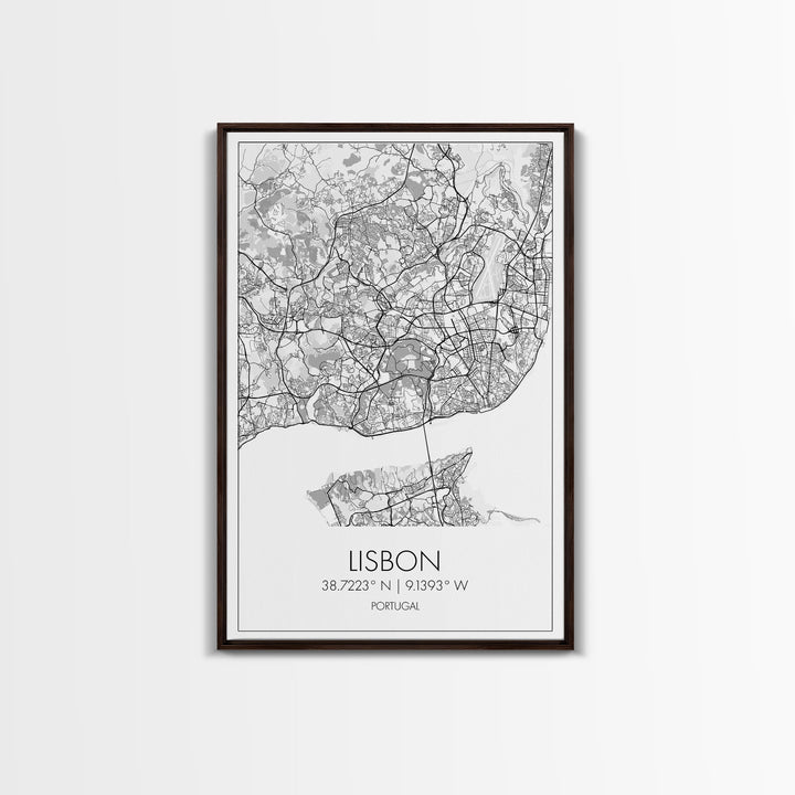 Lisbon Street Map, Portugal Map, City Map Art, Modern Wall Art, Wall Art, Canvas Print, Travel Décor, Above Bed Art, Gift For Couples