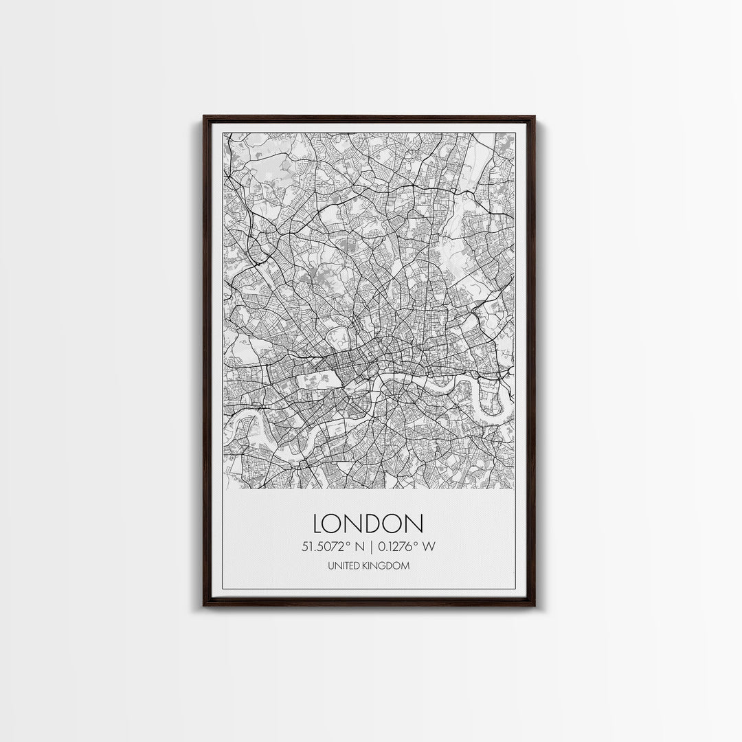 London Street Map, United Kingdom Map, City Map Art, Modern Wall Art, Wall Art, Canvas Print, Travel Art, Home Wall Décor, Bon Voyage Gift