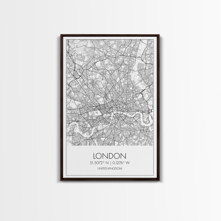 London Street Map, United Kingdom Map, City Map Art, Modern Wall Art, Wall Art, Canvas Print, Travel Art, Home Wall Décor, Bon Voyage Gift