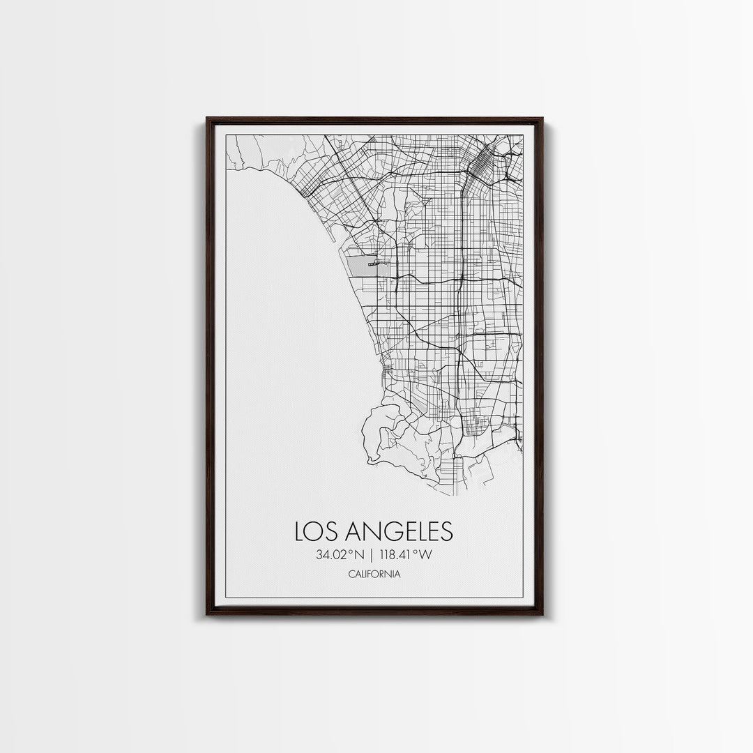 Los Angeles Street Map, California Map, City Map Art, Modern Art, Wall Art, Canvas Print, Travel Wall Print, Wedding Gift, Bedroom Décor