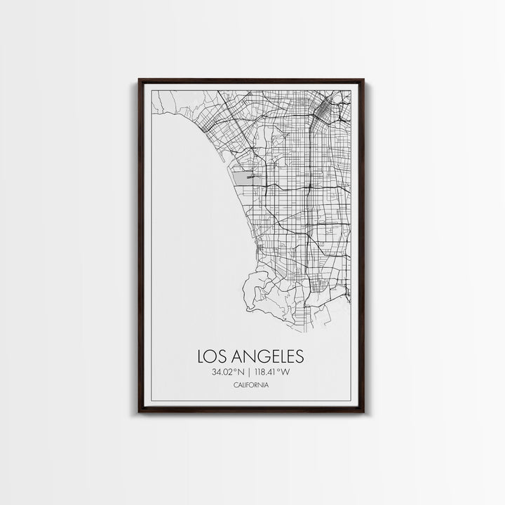 Los Angeles Street Map, California Map, City Map Art, Modern Art, Wall Art, Canvas Print, Travel Wall Print, Wedding Gift, Bedroom Décor
