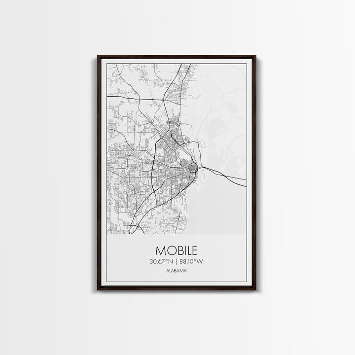 Mobile Street Map, Alabama Map, City Map Art, Modern Art, Wall Art, Canvas Print, Farmhouse Bedroom Art, Mother In Law Gift, Travel Art