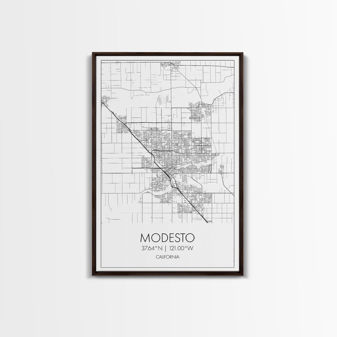 Modesto Street Map, California Map, City Map Art, Modern Art, Wall Art, Canvas Print, Home Décor Wall Art, Friendship Gift, Travel Wall Art