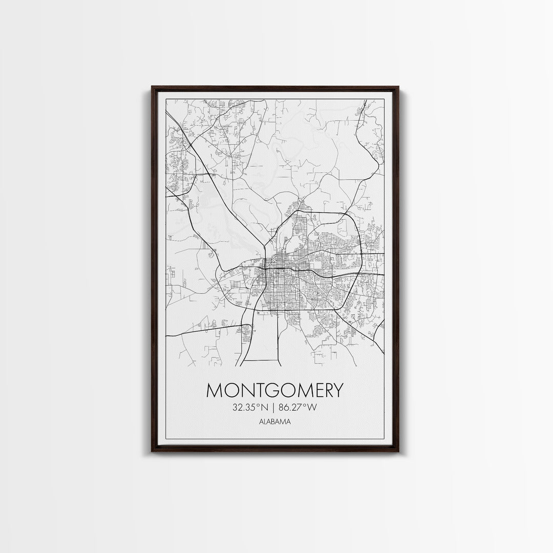 Montgomery Street Map, Alabama Map, City Map Art, Modern Art, Wall Art, Canvas Print, Bedroom Print, Family Gift, Travel Wall Décor