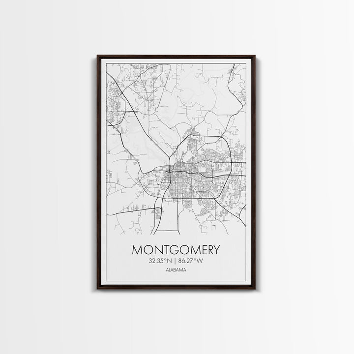 Montgomery Street Map, Alabama Map, City Map Art, Modern Art, Wall Art, Canvas Print, Bedroom Print, Family Gift, Travel Wall Décor