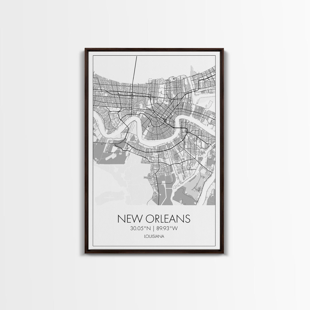 New Orleans Street Map, Louisiana Map, City Map Art, Modern Art, Wall Art, Canvas Print, Above Bed Art, Gift For Travelers, Travel Wall Art