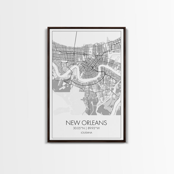 New Orleans Street Map, Louisiana Map, City Map Art, Modern Art, Wall Art, Canvas Print, Above Bed Art, Gift For Travelers, Travel Wall Art
