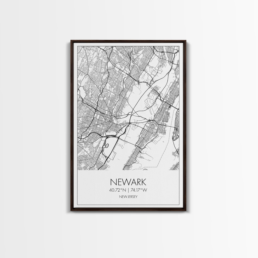 Newark Street Map, New Jersey Map, City Map Art, Modern Art, Wall Art, Canvas Print, Living Room Art, Best Friends Gift, Travel Art