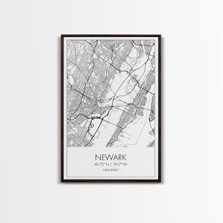 Newark Street Map, New Jersey Map, City Map Art, Modern Art, Wall Art, Canvas Print, Living Room Art, Best Friends Gift, Travel Art