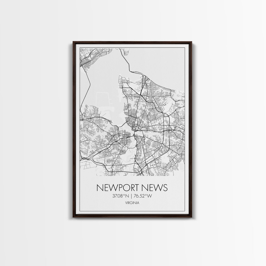 Newport News Street Map, Virginia Map, City Map Art, Modern Art, Wall Art, Canvas Print, Home Wall Décor, Girl Graduation Gift, Travel Art