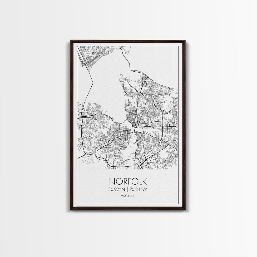 Norfolk Street Map, Virginia Map, City Map Art, Modern Art, Wall Art, Canvas Print, Bedroom Décor, College Student Gift, Travel Print