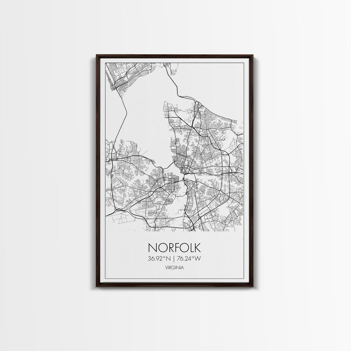 Norfolk Street Map, Virginia Map, City Map Art, Modern Art, Wall Art, Canvas Print, Bedroom Décor, College Student Gift, Travel Print