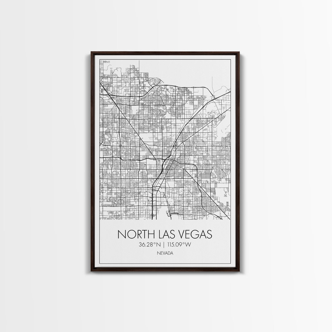 North Las Vegas Street Map, Nevada Map, City Map Art, Modern Art, Wall Art, Canvas Print, Wall Décor Bedroom, Honeymoon Gift,  Travel Art