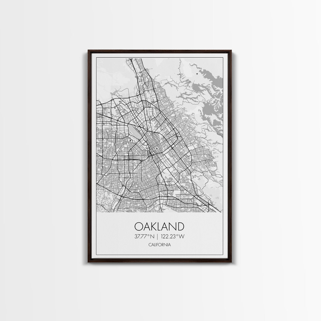 Oakland Street Map, California Map, City Map Art, Modern Art, Wall Art, Canvas Print, Living Room Art, Gift For Her, Adventure Wall Art