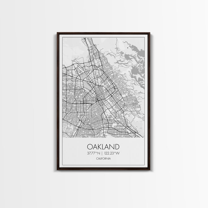 Oakland Street Map, California Map, City Map Art, Modern Art, Wall Art, Canvas Print, Living Room Art, Gift For Her, Adventure Wall Art