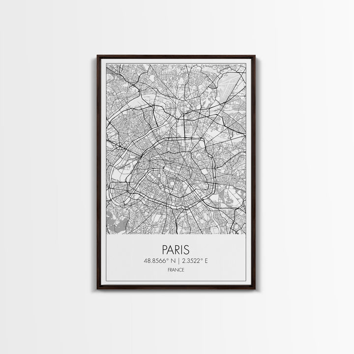Paris Street Map, France Map, Europe City Map Art, Minimalist Art, Wall Art, Canvas Print, Bedroom Art, Gift For Traveler, Travel Wall Print