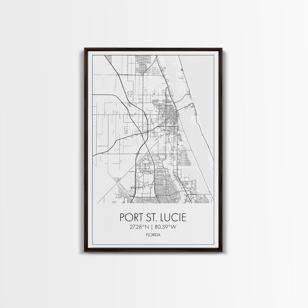 Port St Lucie Street Map, Florida Map, City Map Art, Minimalist Art, Wall Art, Canvas Print, Friend Gift, Black And White Art, Travel Décor