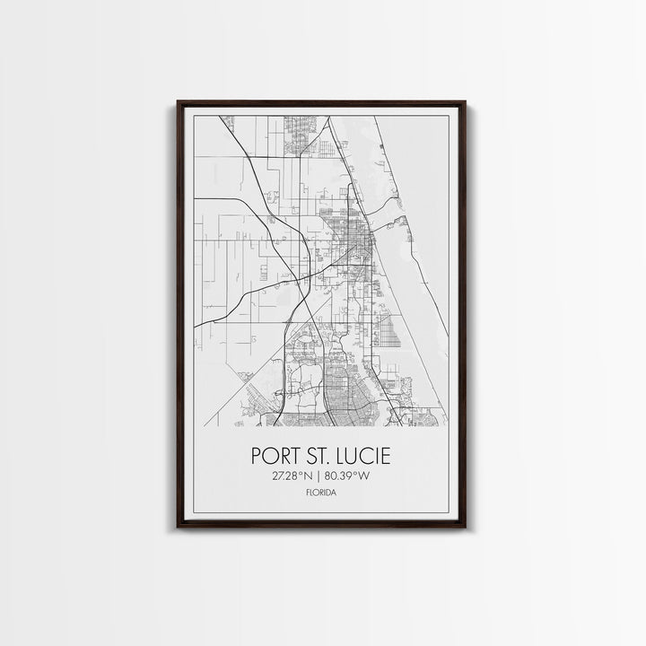 Port St Lucie Street Map, Florida Map, City Map Art, Minimalist Art, Wall Art, Canvas Print, Friend Gift, Black And White Art, Travel Décor