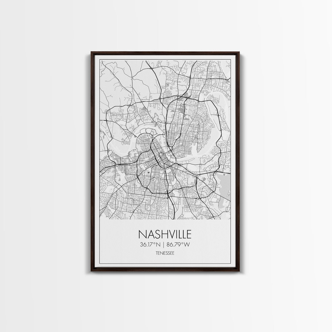 Nashville Street Map, Tennessee Map, City Map Art, Modern Art, Wall Art, Canvas Print, Music Studio Art, Gift For Music Lover, Travel Art
