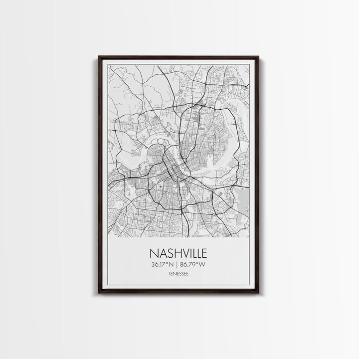 Nashville Street Map, Tennessee Map, City Map Art, Modern Art, Wall Art, Canvas Print, Music Studio Art, Gift For Music Lover, Travel Art