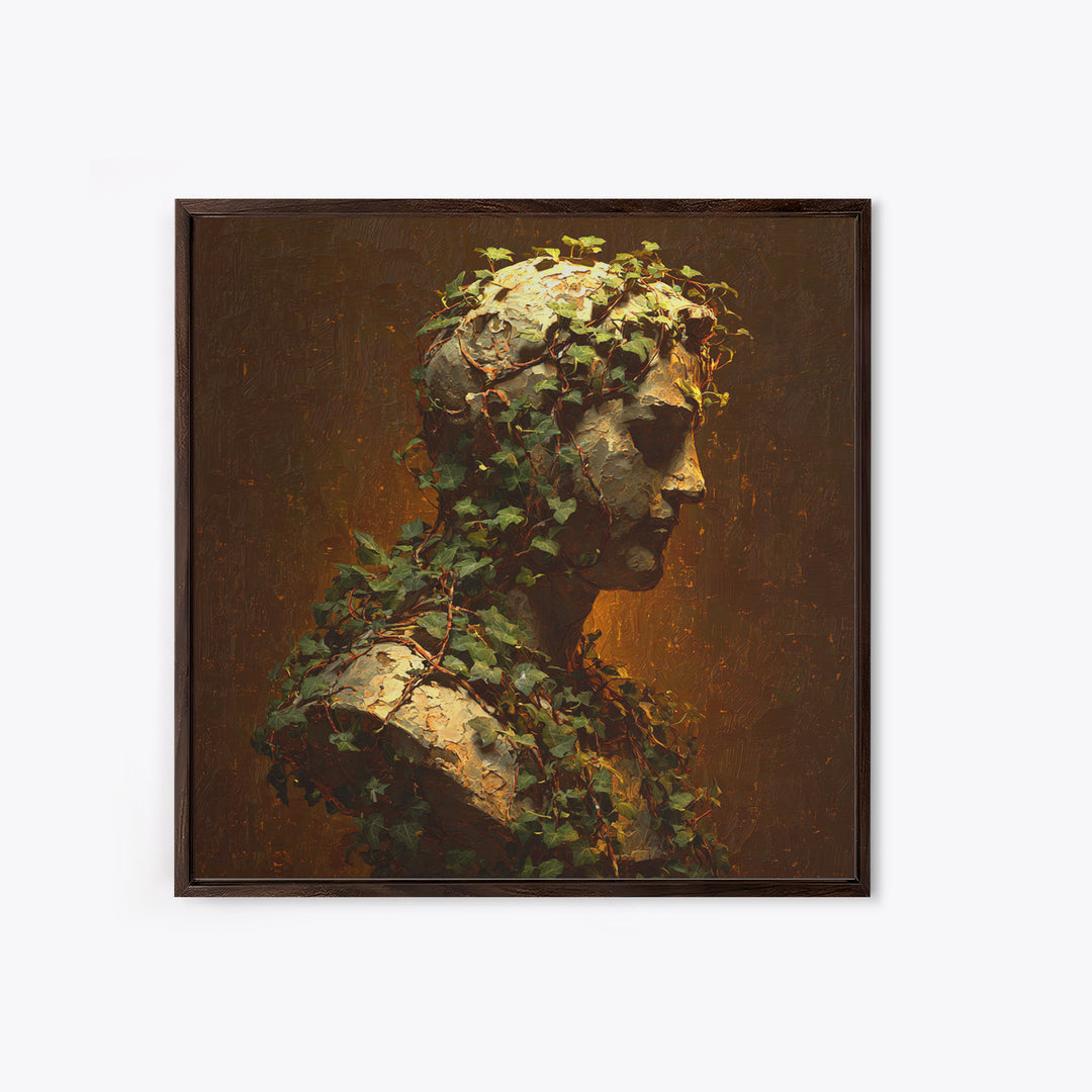 Classical Statue Bust Covered Canvas Print, Renaissanceinspired Art, Unique Wall Art, Living Room Decor, Watercolor Art, REN-1x1-19