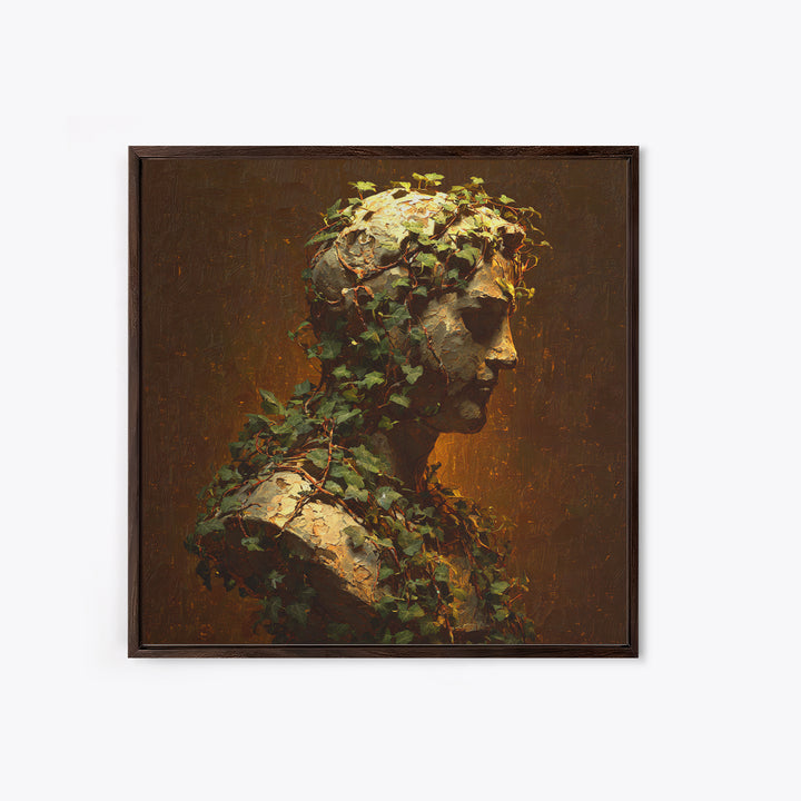 Classical Statue Bust Covered Canvas Print, Renaissanceinspired Art, Unique Wall Art, Living Room Decor, Watercolor Art, REN-1x1-19