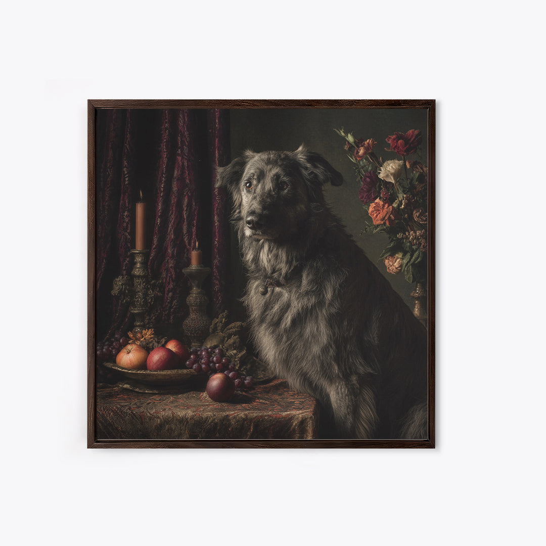 Noble Dog Portrait Canvas Print, Renaissanceinspired Art, Living Room Decor, Oil Painting, Classic, Living Room Art, REN-1x1-20