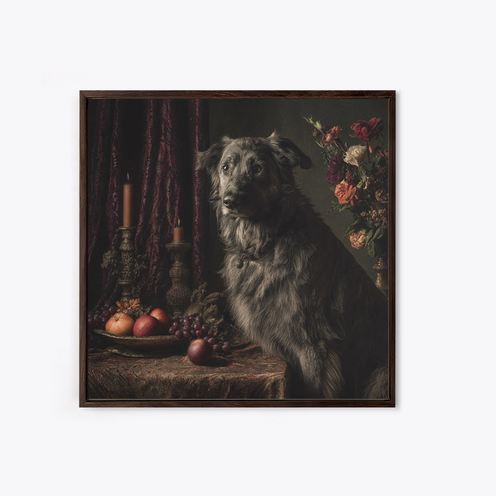 Noble Dog Portrait Canvas Print, Renaissanceinspired Art, Living Room Decor, Oil Painting, Classic, Living Room Art, REN-1x1-20
