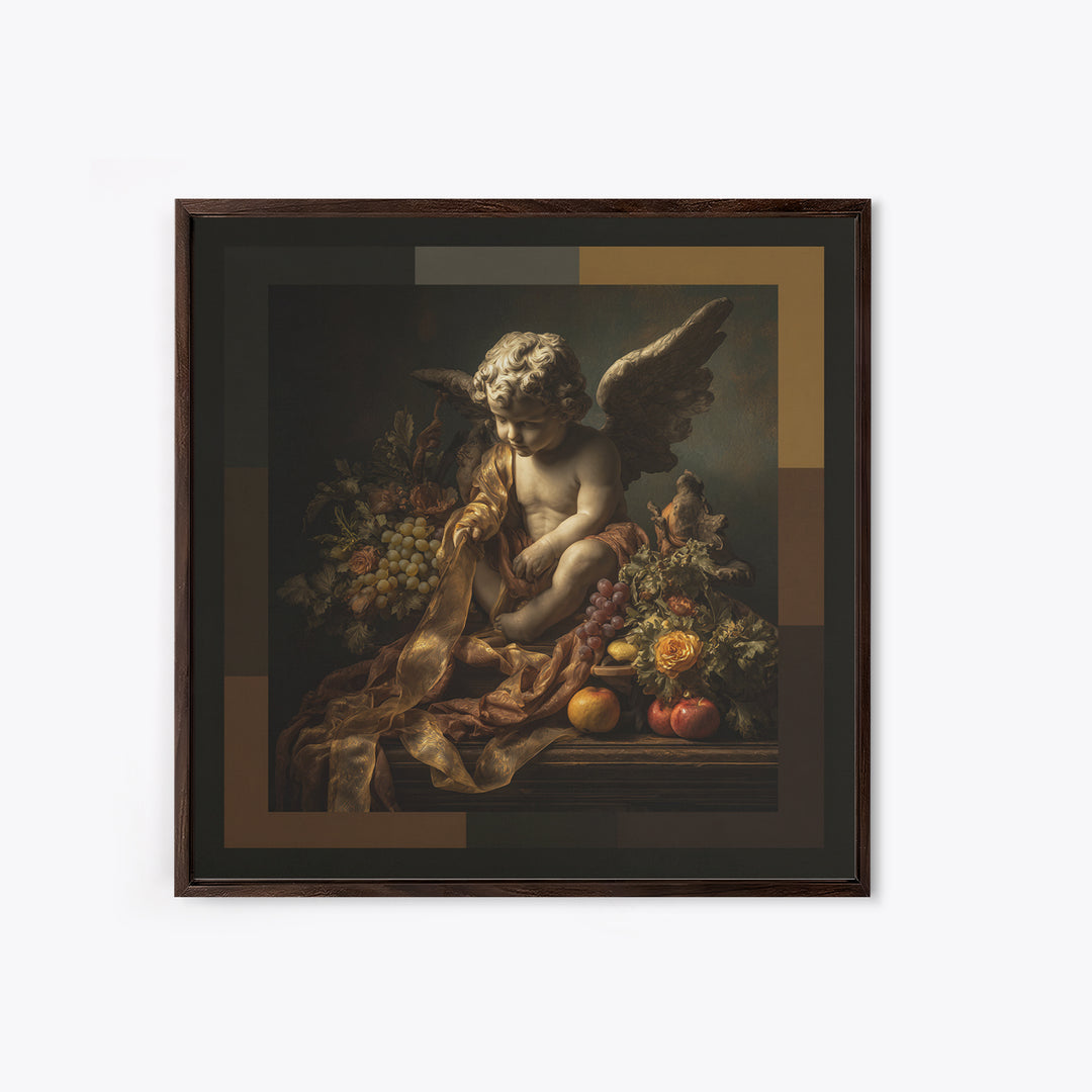 Cherub Holding a Ribbon Among Clouds Canvas Print, Renaissanceinspired Art, Living Room Art, Living Room Decor, Oil Painting, REN-1x1-30
