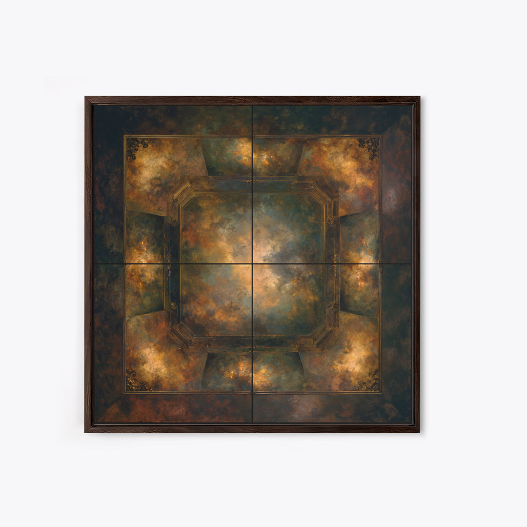Fresco Celestial Ceiling Composition Framed Canvas Print, Renaissanceinspired Art, Yoga Wall Art, Living Room Decor, Classic, REN-1x1-63