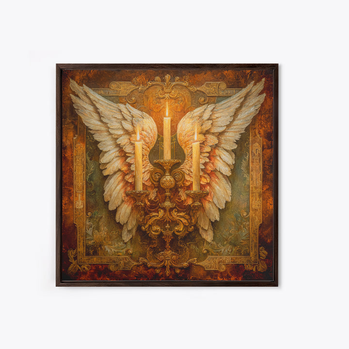 Angel Wings with Gold and Ivory Tones Canvas Print, Renaissanceinspired Art, Unique Wall Decor, Living Room Decor, Classic, REN-1x1-66