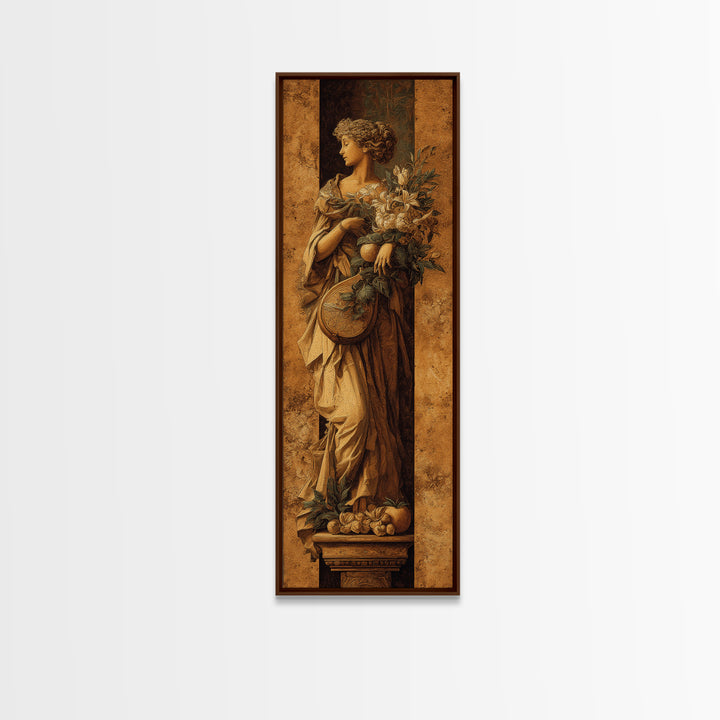 Renaissance Style Musician with Lute Framed Canvas Print, Renaissanceinspired Art, Floral Print, Living Room Decor, Classic, REN-1x3-4