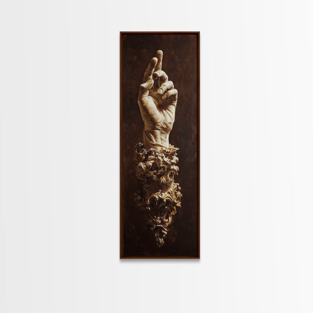 Classical Hands Study Framed Canvas Print, Renaissanceinspired Art, Cat Painting, Living Room Decor, Fine Art, Classic, REN-1x3-50