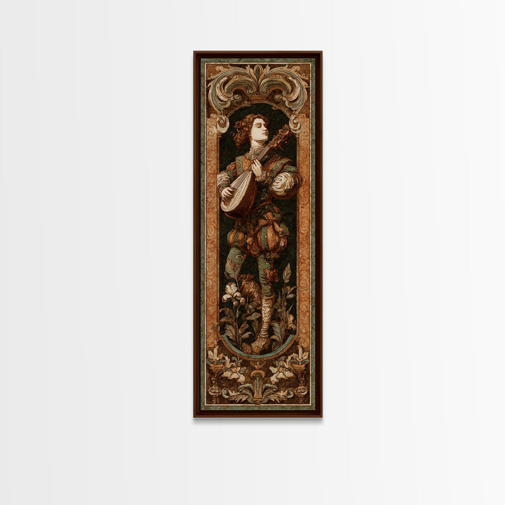 Renaissance Style Musician with Lute Framed Canvas Print, Renaissanceinspired Art, Room Decor, Living Room Decor, Oil Painting, REN-1x3-76