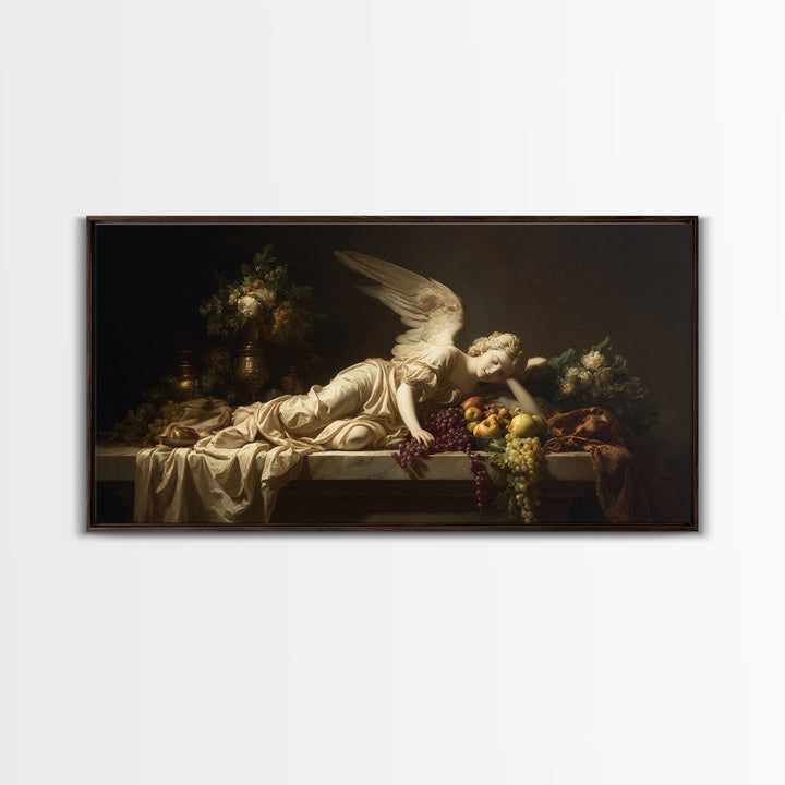 Classical Angel Study Canvas Print, Renaissanceinspired Art, Floral Painting, Living Room Decor, Fine Art, Classic, Art Print, REN-2x1-22