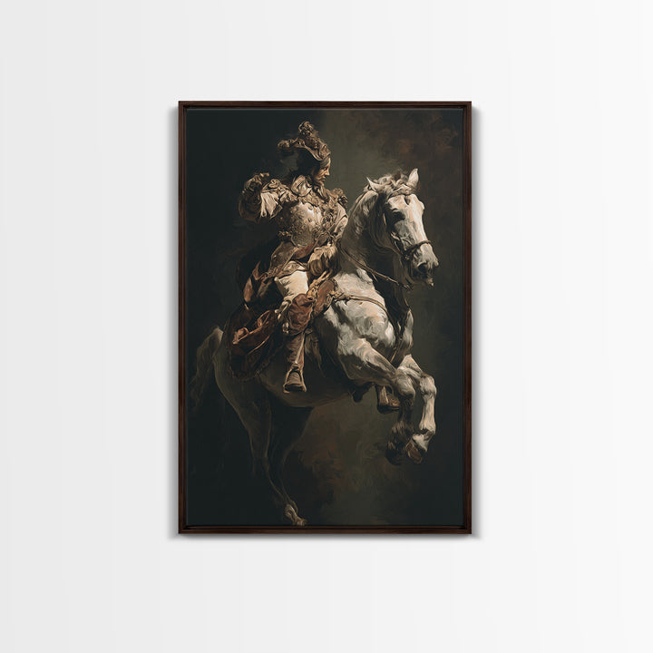 Classical Horse and Rider Framed Canvas Print, Renaissanceinspired Art, Modern Decor, Living Room Decor, Abstract Art, Classic, REN-2x3-17