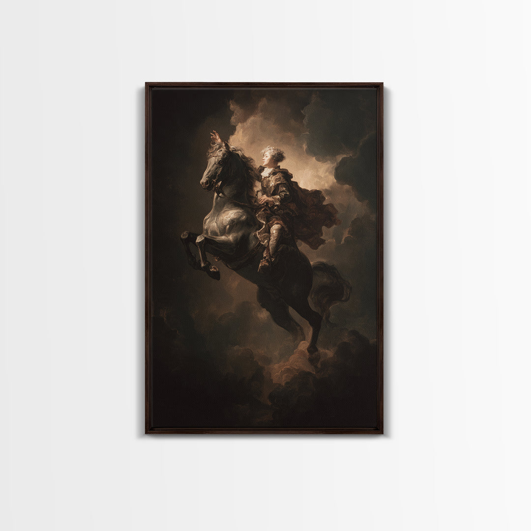 Classical Horse and Rider Framed Canvas Print, Renaissanceinspired Art, Modern Decor, Living Room Decor, Abstract Art, Classic, REN-2x3-41
