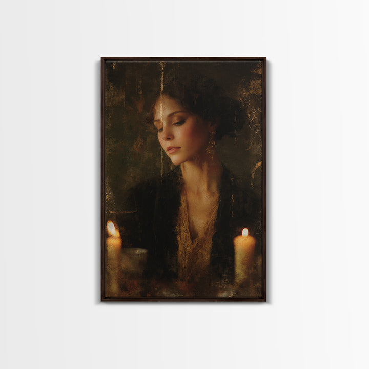 Gold Halo Portrait Canvas Print, Renaissanceinspired Art, Luxury Decor, Living Room Decor, Fine Art, Classic, Printable Art, REN-2x3-61