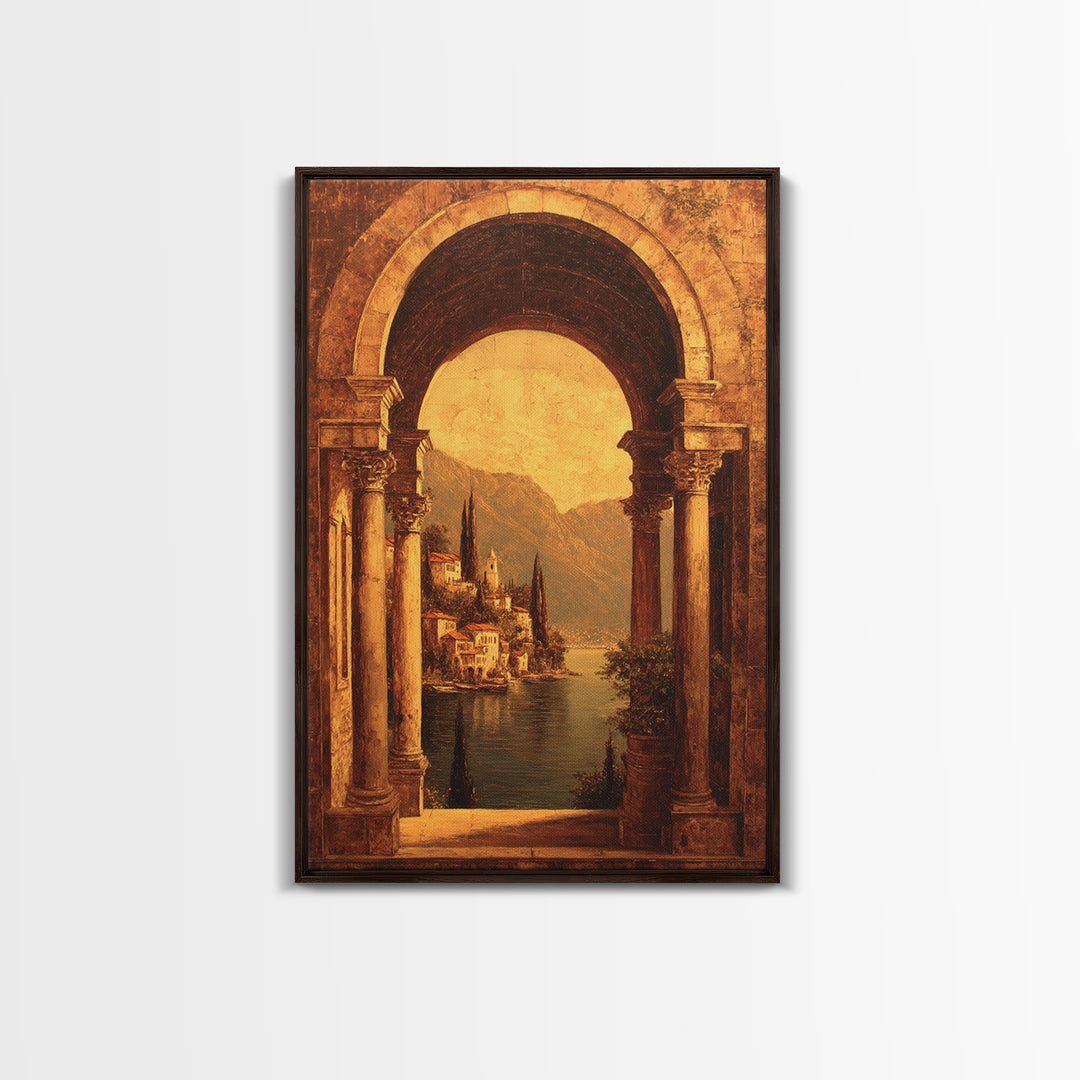 Architectural Arch with Italian Landscape Beyond Canvas Print, Renaissanceinspired Art, Luxury Decor, Living Room Decor, REN-2x3-91