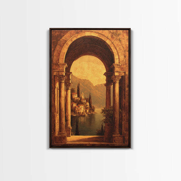 Architectural Arch with Italian Landscape Beyond Canvas Print, Renaissanceinspired Art, Luxury Decor, Living Room Decor, REN-2x3-91