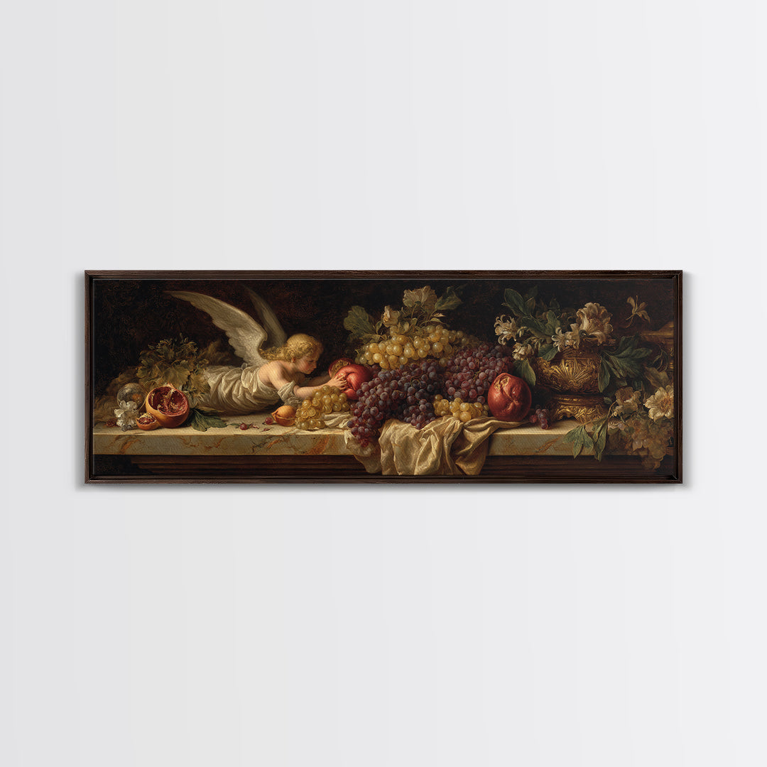 Classical Angel Study Framed Canvas Print, Renaissanceinspired Art, Contemporary Art, Living Room Decor, Fine Art, Classic, REN-3x1-18