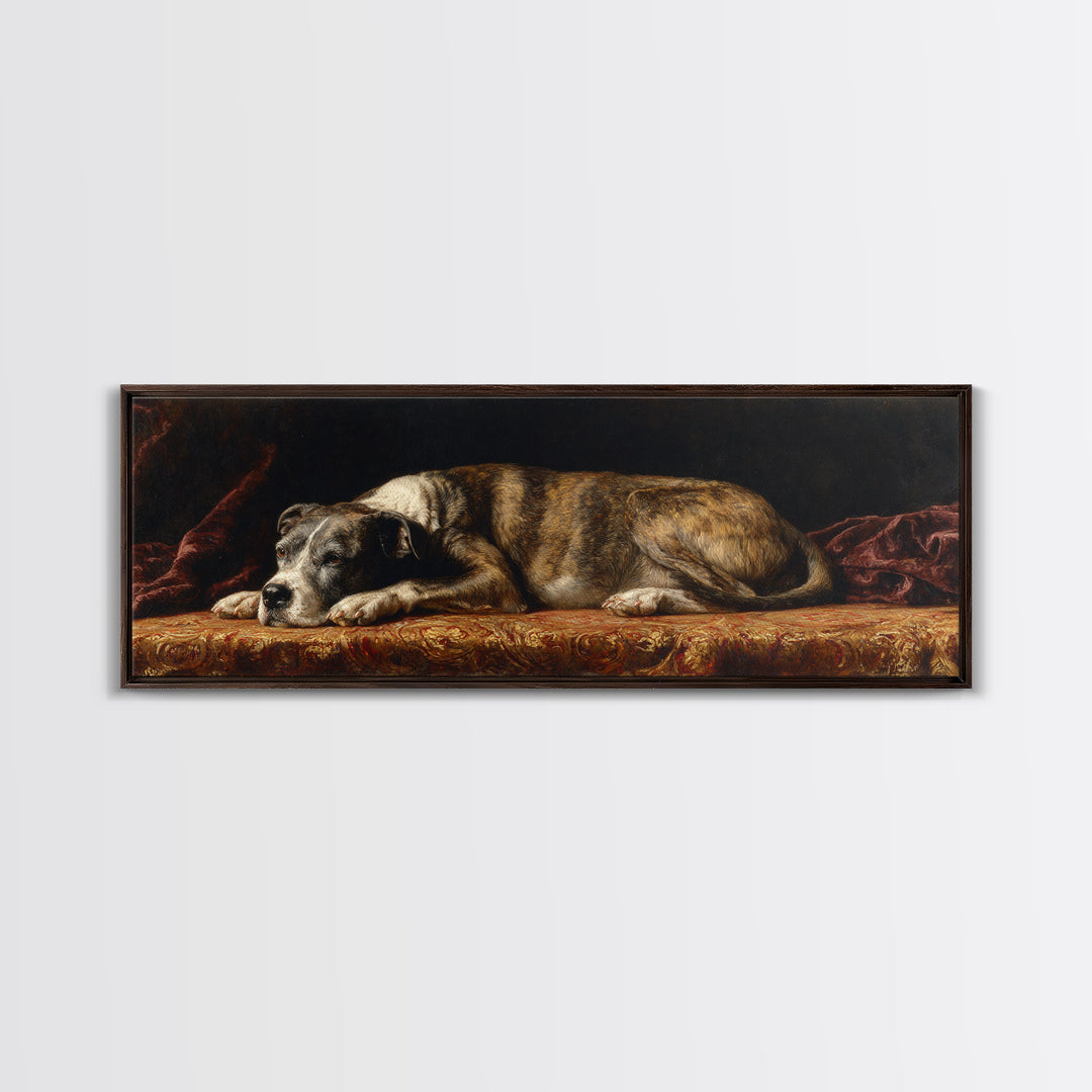 Noble Dog Portrait Canvas Print, Renaissanceinspired Art, Floral Painting, Living Room Decor, Fine Art, Classic, Art Print, REN-3x1-36