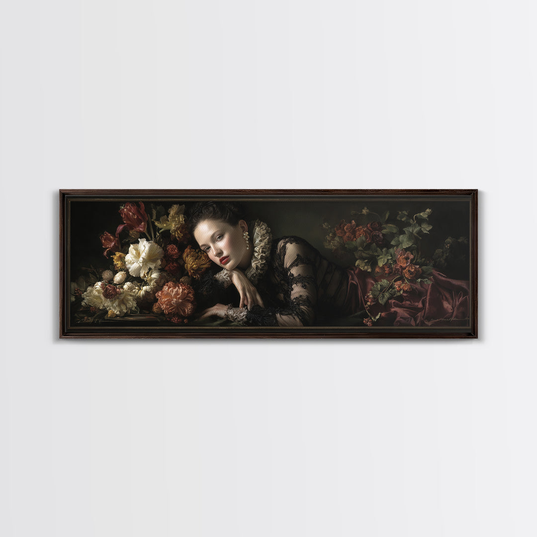 Madonna Like Portrait Canvas Print, Renaissanceinspired Art, Unique Wall Art, Living Room Decor, Classic, Mosaic Wall Art, REN-3x1-41