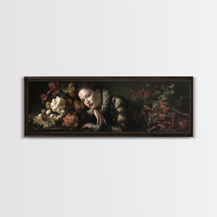 Madonna Like Portrait Canvas Print, Renaissanceinspired Art, Unique Wall Art, Living Room Decor, Classic, Mosaic Wall Art, REN-3x1-41