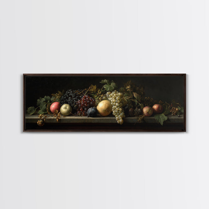 Oil Painted Fruit Still Life on Dark Canvas Print, Renaissanceinspired Art, Art Print, Living Room Decor, Fine Art, Classic, REN-3x1-43