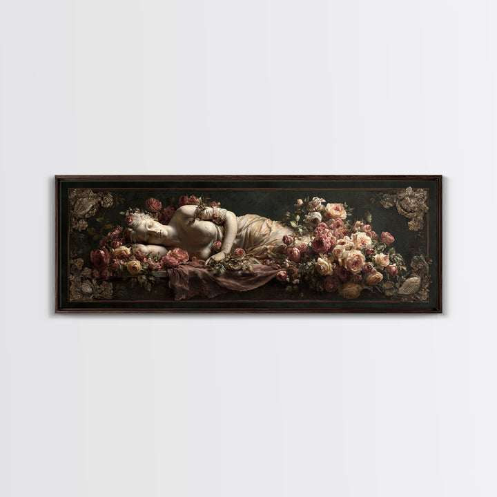 Venus Inspired Figure with Seashell and Roses Canvas Print, Renaissanceinspired Art, Room Decor, Living Room Decor, Classic, REN-3x1-68