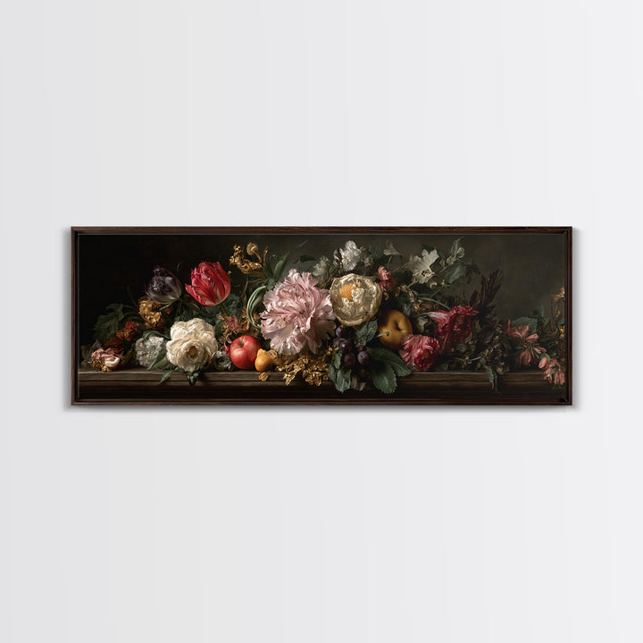 Renaissance Botanical Study Canvas Print, Renaissanceinspired Art, Digital Art, Living Room Decor, Oil Painting, Classic, REN-3x1-71