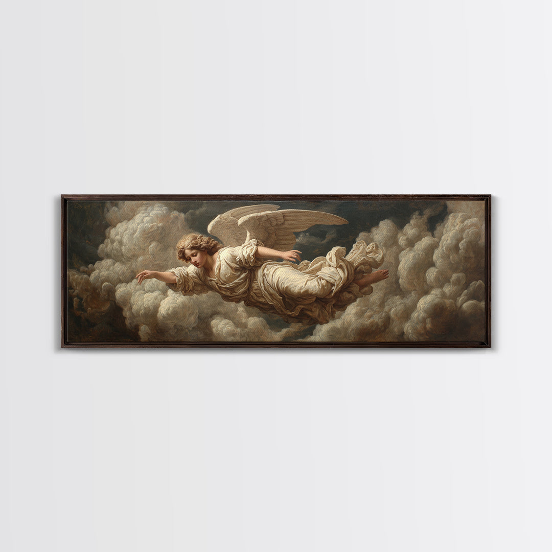 Classical Angel Study Framed Canvas Print, Renaissanceinspired Art, Jesus Art, Living Room Decor, Classic, Fantasy Decor, REN-3x1-90